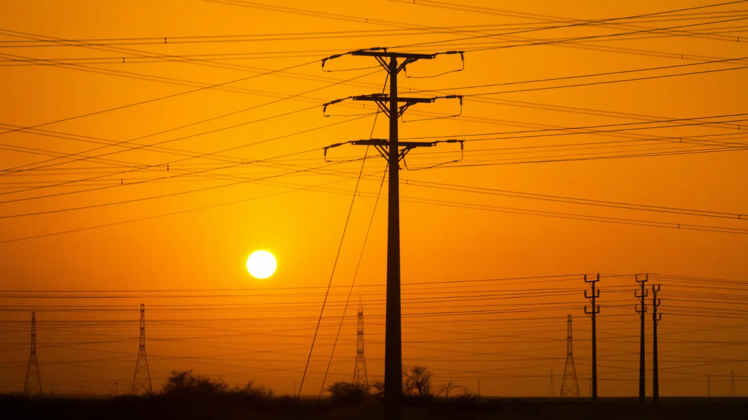 Over Head Line with Sunset